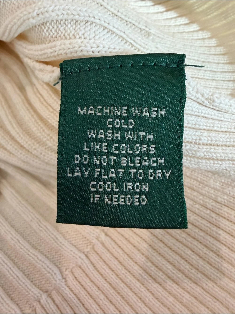 Lauren Ralph Lauren 100% Cotton Ivory Rib Knit Henley Sweater Women’s Large